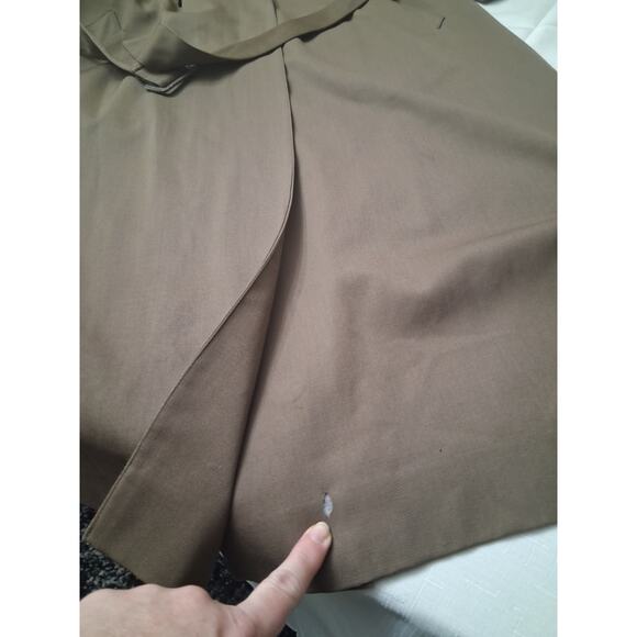 Kristen Blake 100% Wool Trench Coat Belted Sz L 12 Tan Long Winter Vtg USA Flaw - Picture 14 of 16